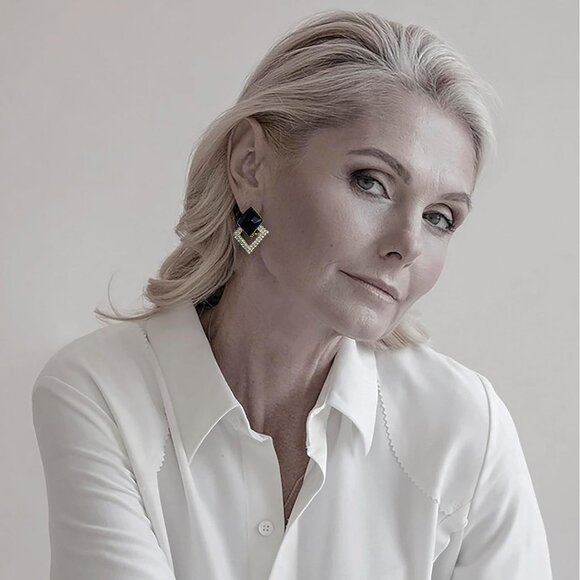 Black Rhombus 3 Plated Dangle Drop Geometric Statement Jewelry for Women Teen - Picture 2 of 6